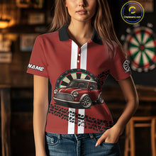 Load image into Gallery viewer, Personalized Red Funny Car Dart Shirts For Women Custom Darts Team Jerseys Polo &amp; Quarter Zip TDM4151
