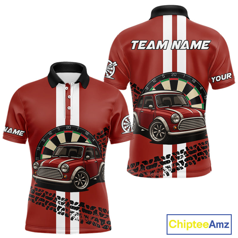 Personalized Red Funny Car Dart Shirts For Men Custom Darts Team Jerseys Polo & Quarter Zip TDM4151