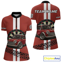 Load image into Gallery viewer, Personalized Red Funny Car Dart Shirts For Women Custom Darts Team Jerseys Polo &amp; Quarter Zip TDM4151