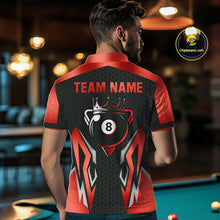 Load image into Gallery viewer, Black And Red 8 Ball Pool Crown Billiard Shirt For Men Custom Billiard Jersey Team Polo &amp; 1/4 Zip TDM4322
