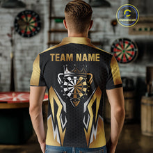 Load image into Gallery viewer, Black And Golden Funny Crown Darts Shirt For Men Custom Darts Jerseys Team Polo &amp; Quarter Zip TDM4324