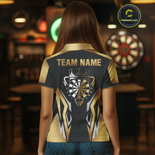 Load image into Gallery viewer, Black And Golden Funny Crown Darts Shirt For Women Custom Darts Jerseys Team Polo &amp; Quarter Zip TDM4324