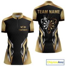 Load image into Gallery viewer, Black And Golden Funny Crown Darts Shirt For Women Custom Darts Jerseys Team Polo &amp; Quarter Zip TDM4324