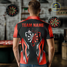 Load image into Gallery viewer, Black And Red Funny Crown Darts Shirt For Men Custom Darts Jerseys Team Polo &amp; Quarter Zip TDM4325