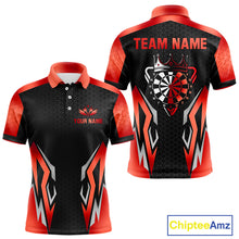 Load image into Gallery viewer, Black And Red Funny Crown Darts Shirt For Men Custom Darts Jerseys Team Polo &amp; Quarter Zip TDM4325