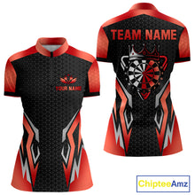 Load image into Gallery viewer, Black And Red Funny Crown Darts Shirt For Women Custom Darts Jerseys Team Polo &amp; Quarter Zip TDM4325