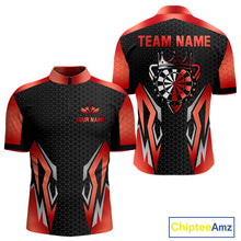 Load image into Gallery viewer, Black And Red Funny Crown Darts Shirt For Men Custom Darts Jerseys Team Polo &amp; Quarter Zip TDM4325
