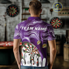 Load image into Gallery viewer, Personalized Marble Swirl Dart Shirt For Men Custom Funny Darts Jersey Team Polo &amp; 1/4 Zip|Purple TDM4162