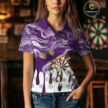 Load image into Gallery viewer, Personalized Marble Swirl Dart Shirt For Women Custom Funny Darts Jersey Team Polo &amp; 1/4 Zip|Purple TDM4162