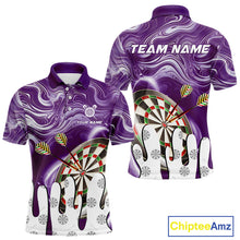 Load image into Gallery viewer, Personalized Marble Swirl Dart Shirt For Men Custom Funny Darts Jersey Team Polo &amp; 1/4 Zip|Purple TDM4162