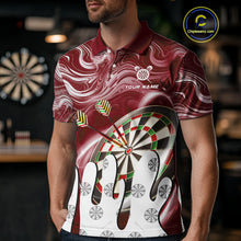 Load image into Gallery viewer, Personalized Marble Swirl Dart Shirt For Men Custom Funny Darts Jersey Team Polo &amp; 1/4 Zip|Purple TDM4162