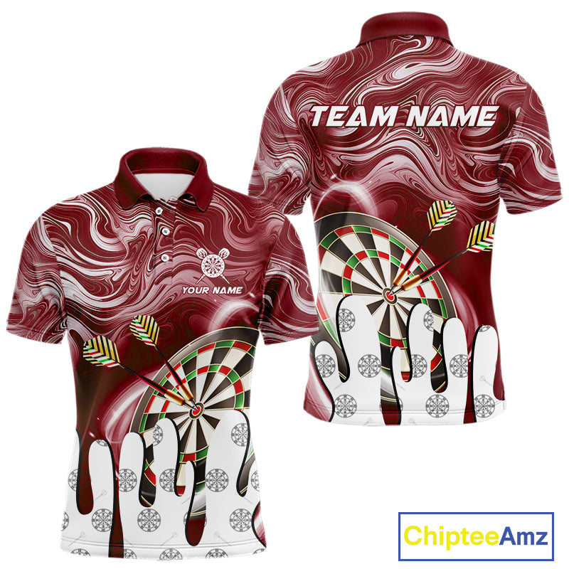Personalized Marble Swirl Dart Shirt For Men Custom Funny Darts Jersey Team Polo & 1/4 Zip|Purple TDM4162
