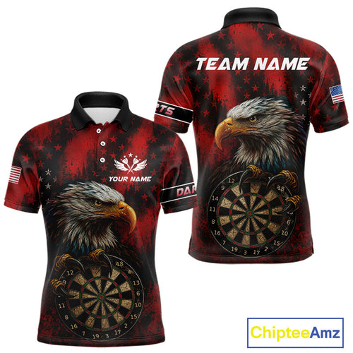 Black And Red American Flag Claw Eagle Darts Shirt For Men Custom Team Patriotic Darts Jerseys TDM4318