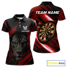 Load image into Gallery viewer, Personalized Red &amp; Black Lion Dart Shirt For Women Custom Light Dartboard Team Jersey Polo &amp; 1/4 Zip TDM4334
