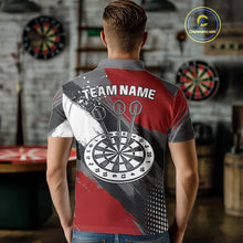 Load image into Gallery viewer, Personalized Red And Grey Grunge Darts Shirt For Men Custom Darts Jerseys Team Polo &amp; Quarter Zip TDM4337