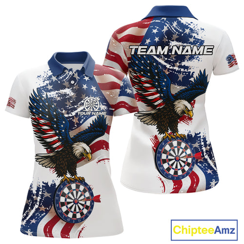Personalized Grunge American Flag Eagle Darts Shirt For Women Custom Patriotic Darts Team Jersey TDM4756