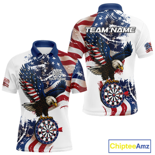 Personalized Grunge American Flag Eagle Darts Shirt For Men Custom Patriotic Darts Team Jersey TDM4756