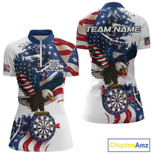 Load image into Gallery viewer, Personalized Grunge American Flag Eagle Darts Shirt For Women Custom Patriotic Darts Team Jersey TDM4756