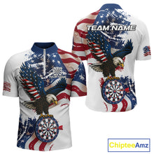 Load image into Gallery viewer, Personalized Grunge American Flag Eagle Darts Shirt For Men Custom Patriotic Darts Team Jersey TDM4756
