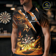 Load image into Gallery viewer, Custom Black And Orange Tiger Darts Shirt For Men Custom Darts Jersey Team Polo &amp; Quarter Zip TDM4568