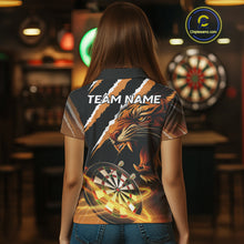 Load image into Gallery viewer, Custom Black And Orange Tiger Darts Shirt For Women Custom Darts Jersey Team Polo &amp; Quarter Zip TDM4568