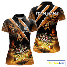 Load image into Gallery viewer, Custom Black And Orange Tiger Darts Shirt For Women Custom Darts Jersey Team Polo &amp; Quarter Zip TDM4568