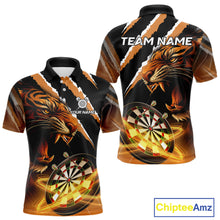 Load image into Gallery viewer, Custom Black And Orange Tiger Darts Shirt For Men Custom Darts Jersey Team Polo &amp; Quarter Zip TDM4568