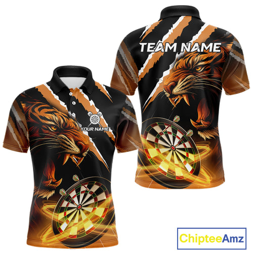 Custom Black And Orange Tiger Darts Shirt For Men Custom Darts Jersey Team Polo & Quarter Zip TDM4568