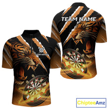 Load image into Gallery viewer, Custom Black And Orange Tiger Darts Shirt For Men Custom Darts Jersey Team Polo &amp; Quarter Zip TDM4568