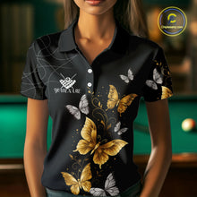 Load image into Gallery viewer, Personalized Golden 8 Ball Wings Butterflies Billiard Shirt For Women Custom Funny Pool Team Jersey TDM4777