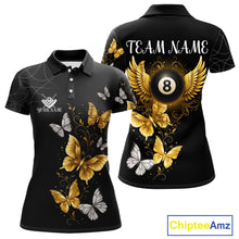 Load image into Gallery viewer, Personalized Golden 8 Ball Wings Butterflies Billiard Shirt For Women Custom Funny Pool Team Jersey TDM4777