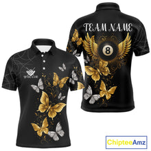 Load image into Gallery viewer, Personalized Golden 8 Ball Wings Butterflies Billiard Shirt For Men Custom Funny Pool Team Jersey TDM4777