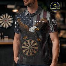 Load image into Gallery viewer, Personalized Grunge American Flag Patriotic Dart Shirts For Men Custom Eagle Darts Team Jersey TDM4191