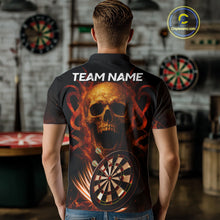 Load image into Gallery viewer, Custom Skull Fire Darts Jersey For Men, Black And Orange Darts Polo &amp; Quarter Zip Team Shirt TDM4576