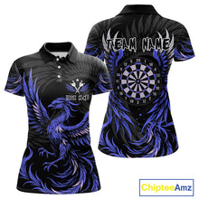 Load image into Gallery viewer, Personalized Phoenix Dartboard Wings Women&#39;s Dart Shirts Custom Blue And Black Darts Team Jerseys TDM4584