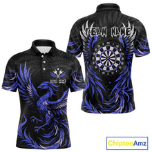 Load image into Gallery viewer, Personalized Phoenix Dartboard Wings Men&#39;s Dart Shirts Custom Blue And Black Darts Team Jerseys TDM4584