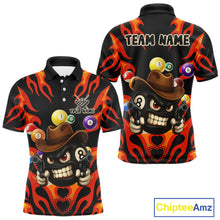 Load image into Gallery viewer, Personalized Red Funny Flame 8 Ball Billiard Shirt For Men Custom Pool Team Jersey Polo &amp; 1/4 Zip TDM4782