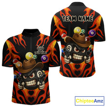 Load image into Gallery viewer, Personalized Red Funny Flame 8 Ball Billiard Shirt For Men Custom Pool Team Jersey Polo &amp; 1/4 Zip TDM4782
