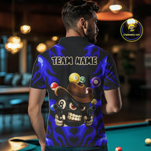 Load image into Gallery viewer, Personalized Blue Funny Flame 8 Ball Billiard Shirt For Men Custom Pool Team Jersey Polo &amp; 1/4 Zip TDM4783