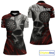Load image into Gallery viewer, Personalized Gothic Skull Darts Shirt For Women Custom Darts Jersey Team Uniform Polo &amp; 1/4 Zip|Red TDM4379