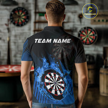Load image into Gallery viewer, Blue Dartboard Fire Flame Darts Shirt For Men Custom Darts Jersey, Dart Team Shirt Polo &amp; 1/4 Zip TDM4800
