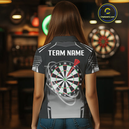 Black And White Dartboard Lights Custom Darts Polo & Quarter Zip For Women, 3D Darts Team Jersey TDM4802