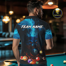 Load image into Gallery viewer, Personalized Flame Wolf 8 Ball Billiard Shirt For Men Custom Billiard Balls Pool Team Jersey TDM4805