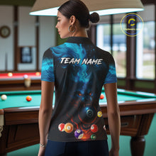 Load image into Gallery viewer, Personalized Flame Wolf 8 Ball Billiard Shirt For Women Custom Billiard Balls Pool Team Jersey TDM4805