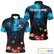 Load image into Gallery viewer, Personalized Flame Wolf 8 Ball Billiard Shirt For Men Custom Billiard Balls Pool Team Jersey TDM4805