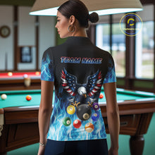 Load image into Gallery viewer, Personalized American Flag Eagle Billiard Ball Pool Shirt For Women Custom Billiard Team Jersey|Blue TDM4806