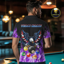 Load image into Gallery viewer, Personalized American Flag Eagle Billiard Ball Pool Shirt For Men Custom Billiard Jersey|Purple TDM4808