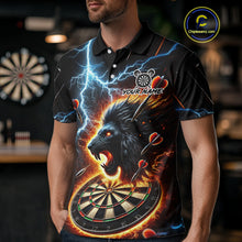 Load image into Gallery viewer, Personalized Thunder Lightning Lion Darts Shirt For Men Custom Darts League Jersey Polo &amp; 1/4 Zip TDM4619
