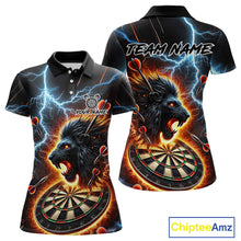 Load image into Gallery viewer, Personalized Thunder Lightning Lion Darts Shirt For Women Custom Darts League Jersey Polo &amp; 1/4 Zip TDM4619