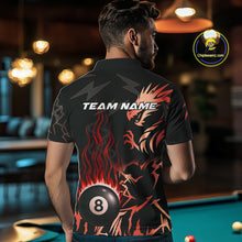 Load image into Gallery viewer, Black And Red Flaming 8 Ball Pool Shirt For Men Custom Dragon Billiards Team Jersey Polo &amp; 1/4 Zip TDM4812